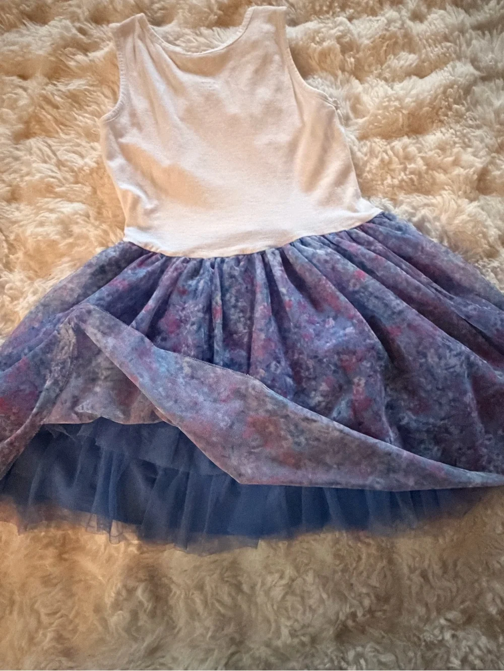 The Children's Place White Lace Bodice Purple Blue Tulle Dress